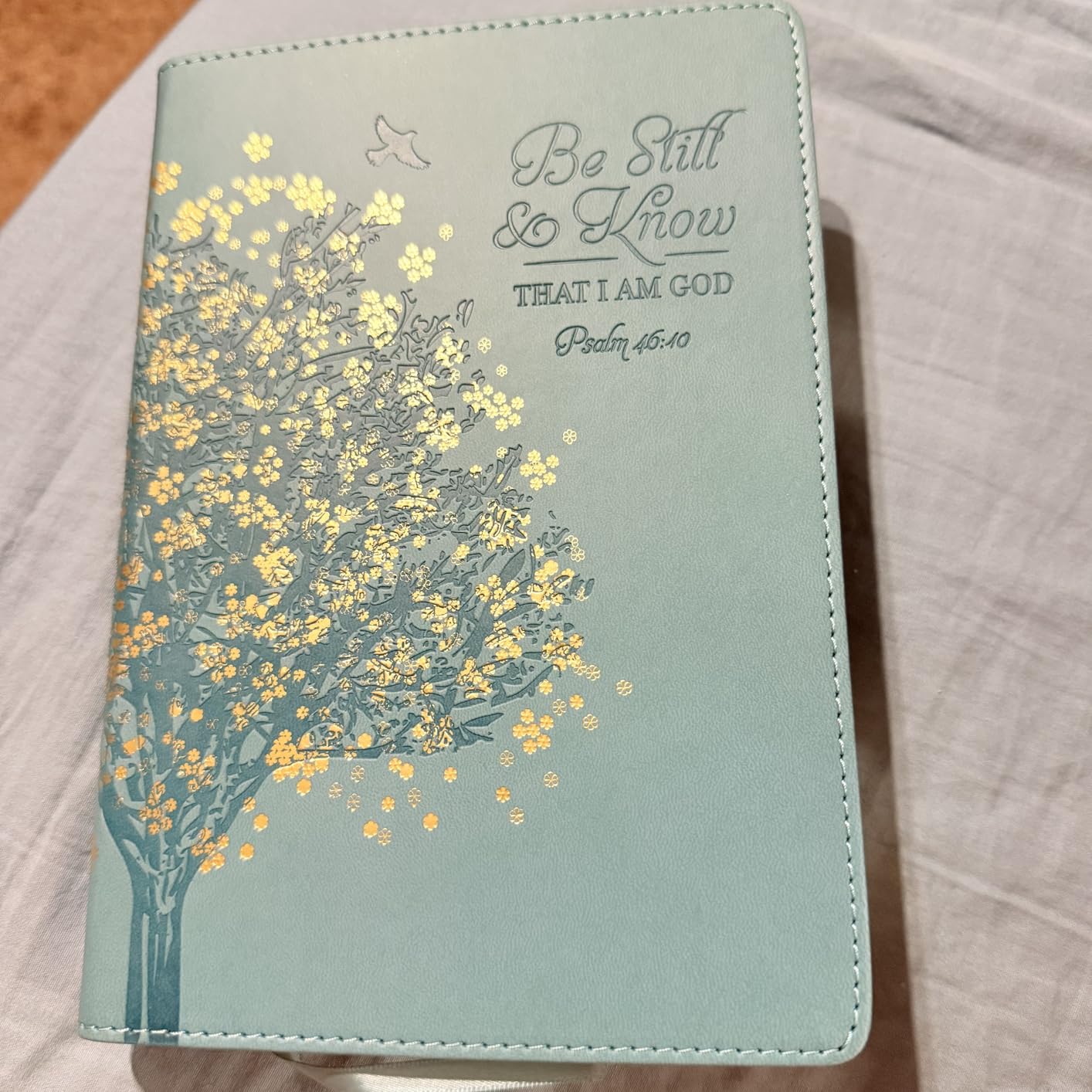 Christian Art Gifts Classic Journal Be Still And Know Psalm 46:10 Floral Inspirational Scripture Notebook, Ribbon Marker, Teal/Gold Faux Leather Flexcover, 336 Ruled Pages customer photo 2