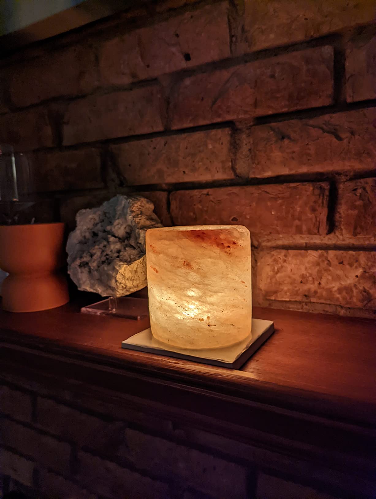 Himalayan Glow 3023 Round Cylinder Style Tealight Salt Candles Holder, Cylinder Style Pink Salt Candle Holder customer photo 2