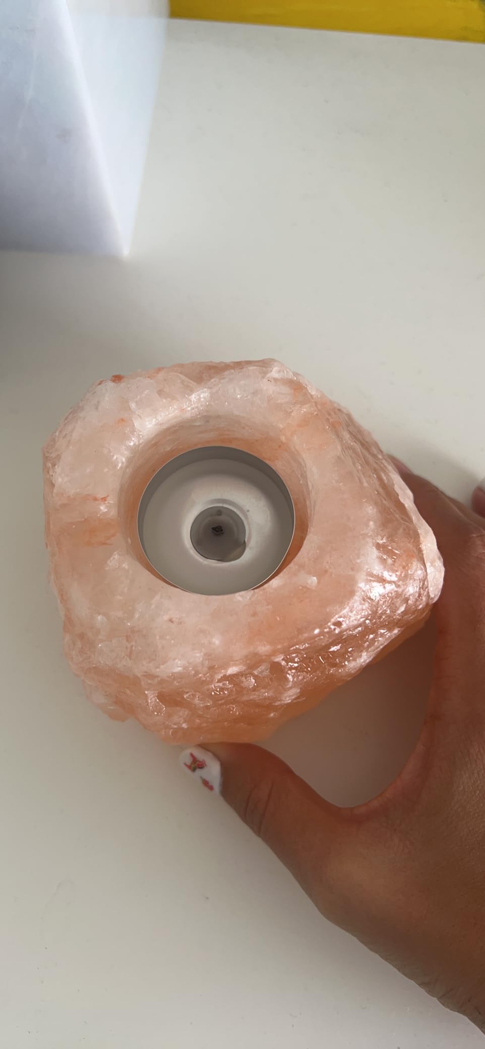 Himalayan Glow Hand Carved Himalayan Salt Candle Holders, Home Decor Item great as a Night light customer photo 1