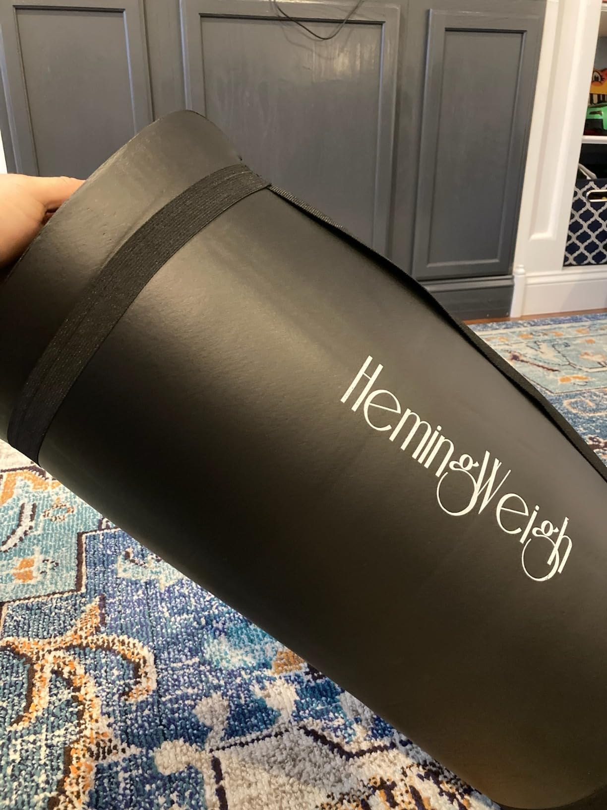 HemingWeigh 1 Inch Extra Thick Non Slip Yoga Mat - Exercise Mats for Home Workouts, Black (70