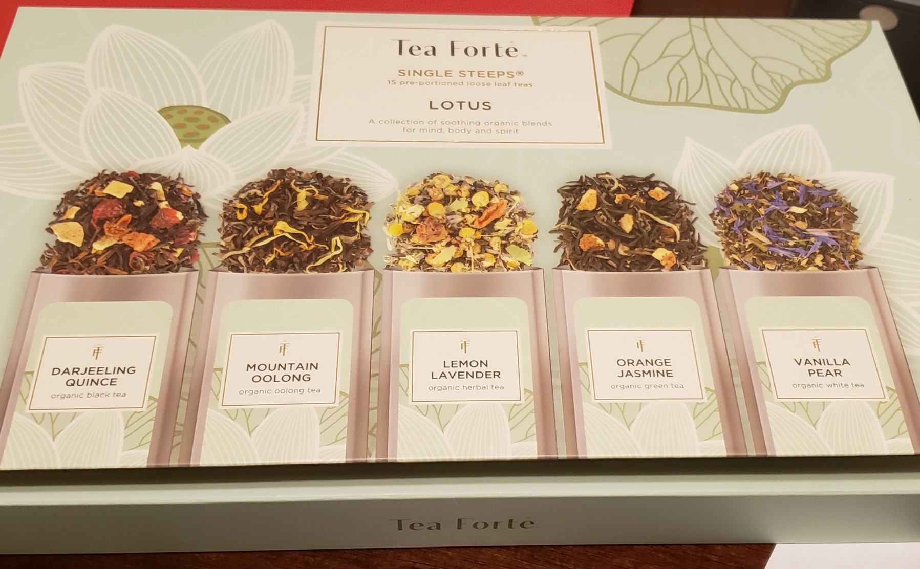 Tea Forte Single Steeps Loose Leaf Tea Sampler, Assorted Variety Tea Box, 15 Single Serve Pouches, Lotus Tea customer photo 1