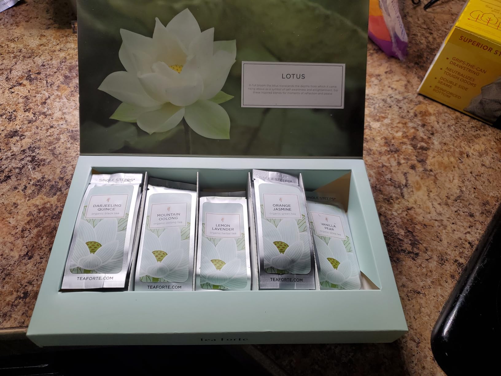 Tea Forte Single Steeps Loose Leaf Tea Sampler, Assorted Variety Tea Box, 15 Single Serve Pouches, Lotus Tea customer photo 2