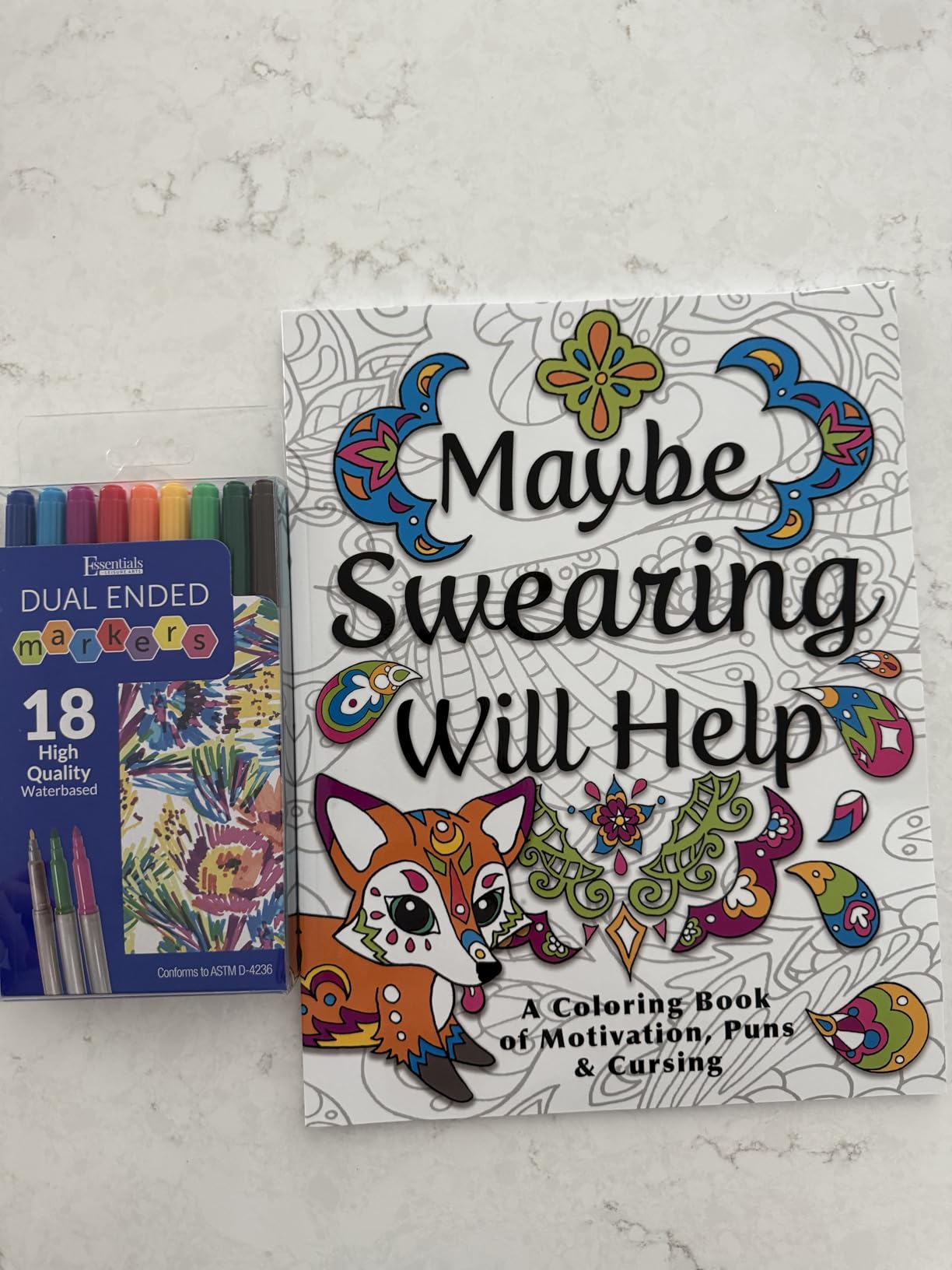 Maybe Swearing Will Help Adult Coloring Book Set - for Adults Relaxation with Markers in a Case - Motivational Swear Word Anxiety Relief - Color Cuss & Laugh Your Way to Less Stress customer photo 1