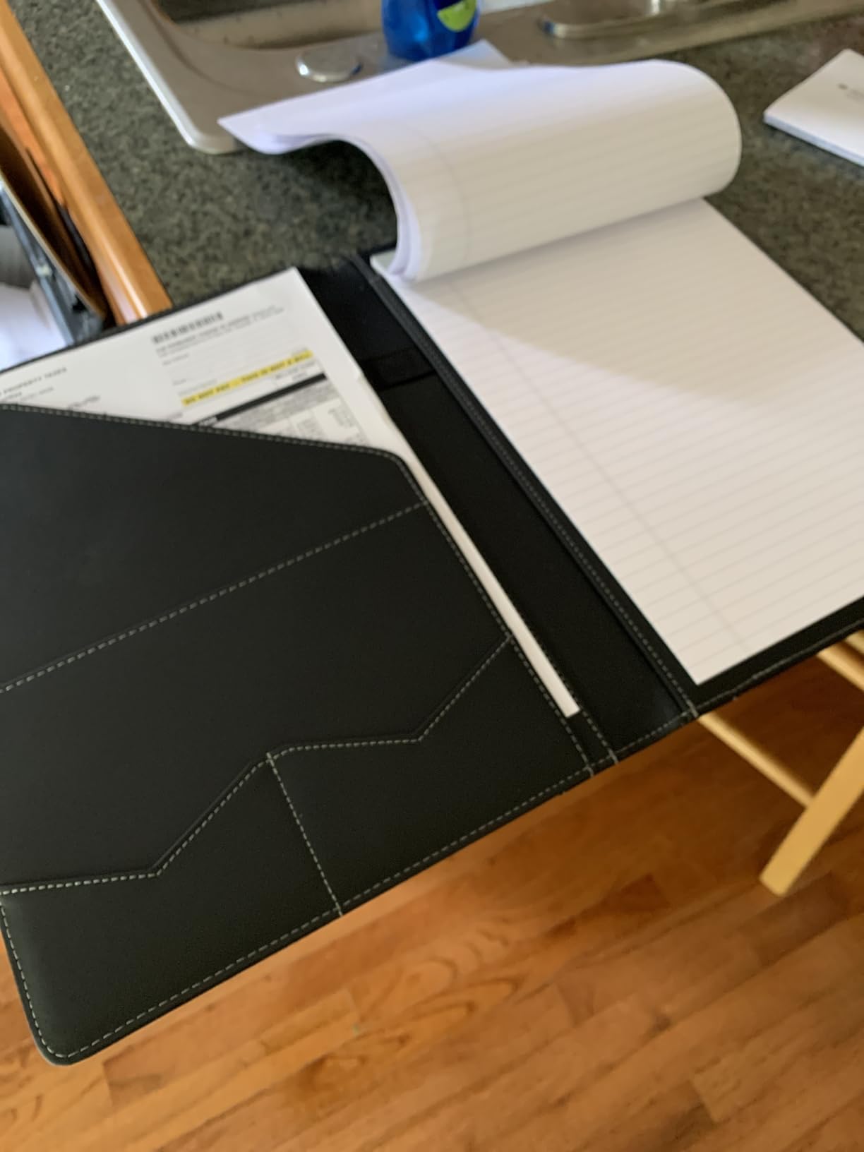 STYLIO Padfolio Portfolio Organizer Binder | Interview Resume Folder, Legal Document, Business Card Holder | w/Letter-Sized Notepad | Handsome Piano Noir Faux Leather Folio Matte Finish, Accent Stitch customer photo 1