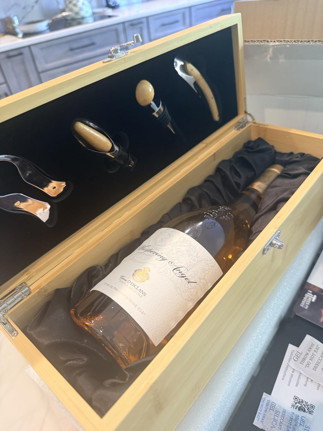 CASE ELEGANCE Premium Bamboo Wine Box Gift Set with Accessories - Luxury Single Bottle Wine Gift Box with Wine Opener, Bottle Opener & Wine Accessories, Wedding Gift Case with Tools customer photo 1