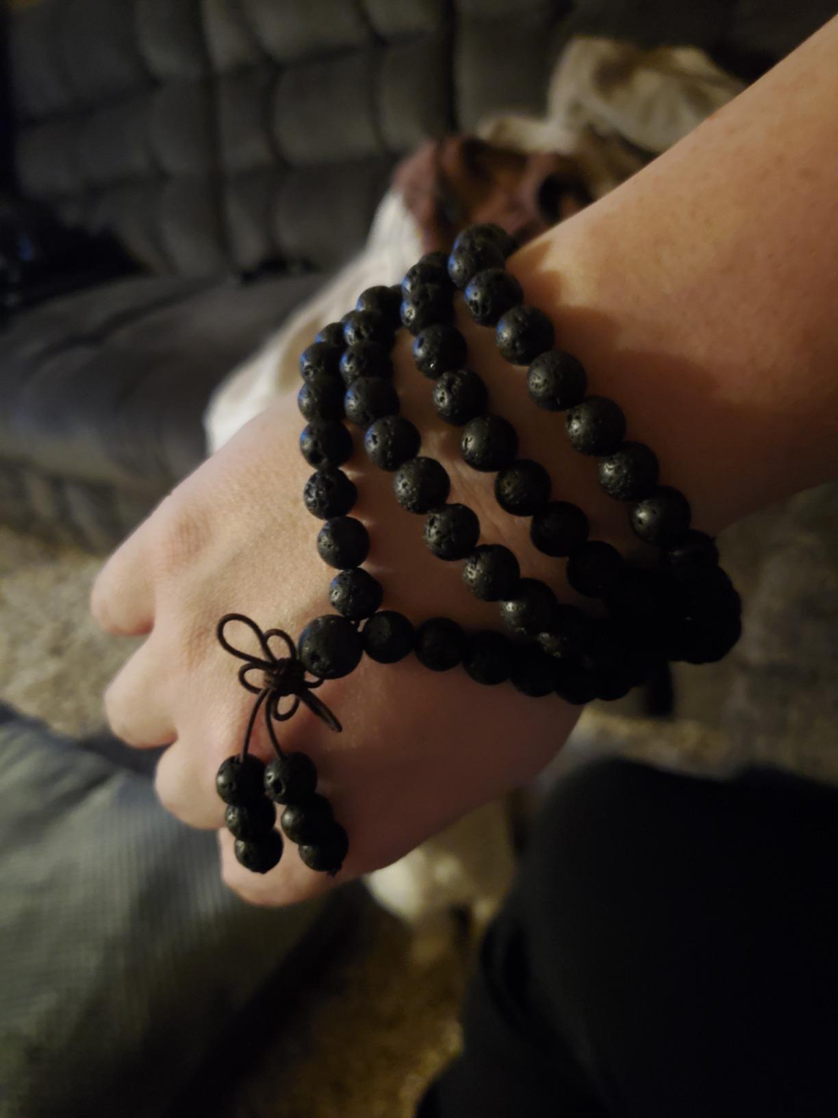6mm 8mm Natural Lava Rock Stone Healing Gemstone 108 Prayer Beads Tibetan Mala Bracelet Necklace customer photo 1