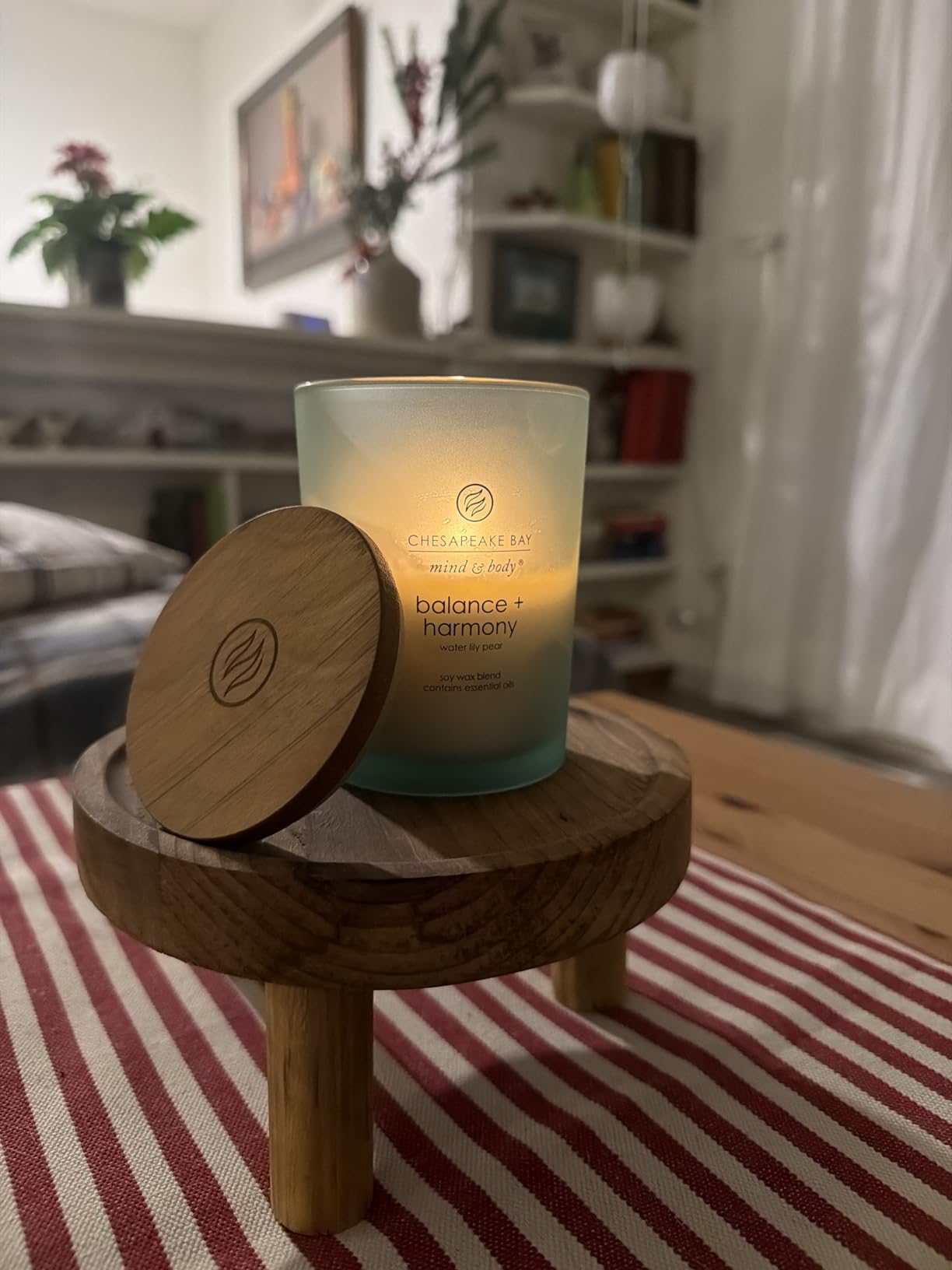 Chesapeake Bay Balance + Harmony Scented Candle Water Lily Pear Fragrance 50 Hours Burn Time Warm & Decorative Soy Wax Blend customer photo 2