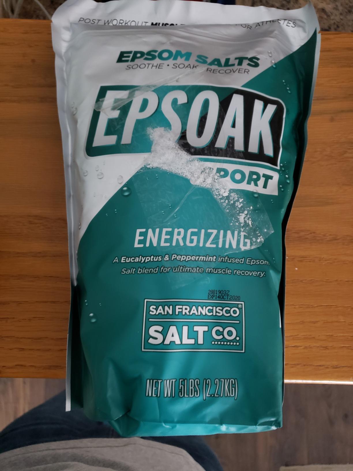 Epsoak Sport Epsom Salt 5 lb. Magnesium Sulfate USP. Resealable Epsom Salt Bag Eucalyptus, Made in The USA, Cruelty-Free Certified customer photo 1