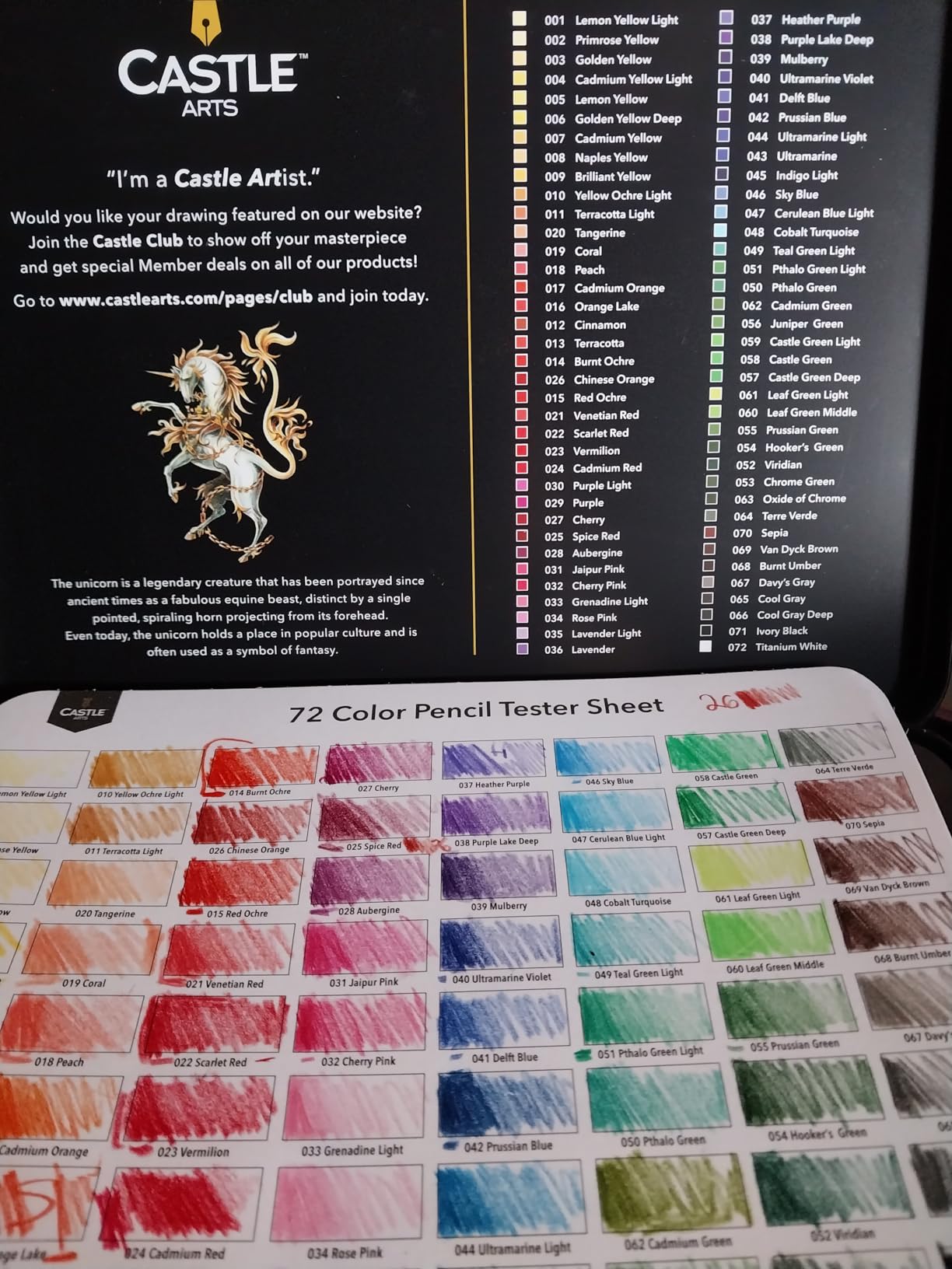 Castle Art Supplies 72 Colored Pencils for Adults - Soft Core Leads | For artists, professionals, and adult colorists - rich, creamy, velvety leads - organized in a presentation tin case customer photo 2