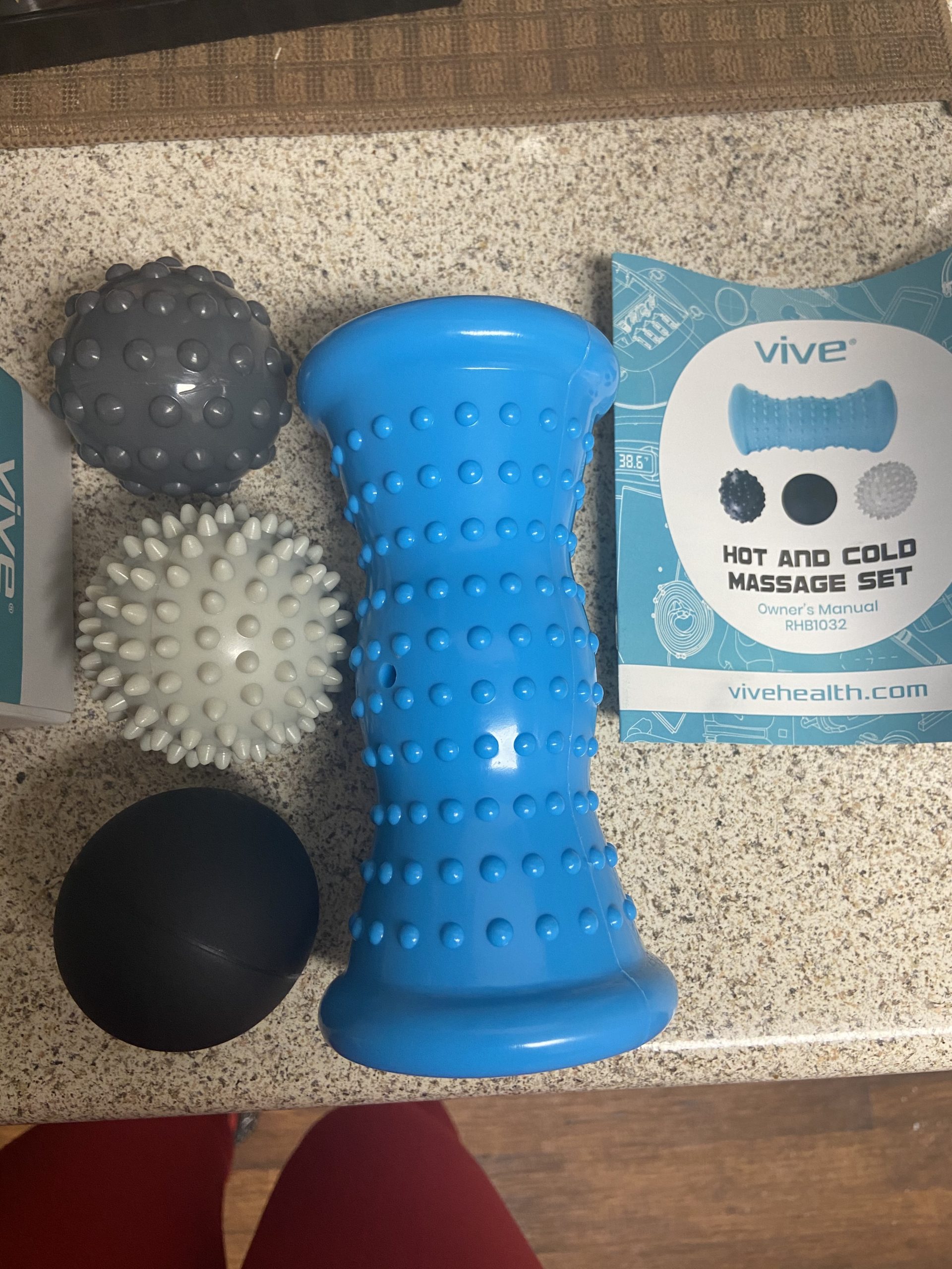 Vive Massage Ball Set (4 Piece) - Plantar Fasciitis Relief Foot Pain Hot Cold Therapy - Heel Spur, Sore Muscle, Trigger Point, Back, Arm, Neck, Shoulder, Leg Circulation Roller customer photo 2