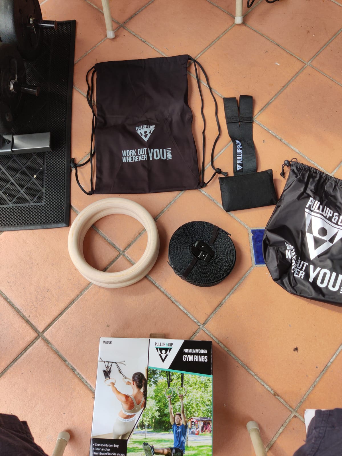 PULLUP & DIP Premium Gymnastic Rings, Wooden Gym Rings for Calisthenics - Wide Straps with Length Markings + Door Anchor + Carry Bag + Exercise Guide customer photo 1