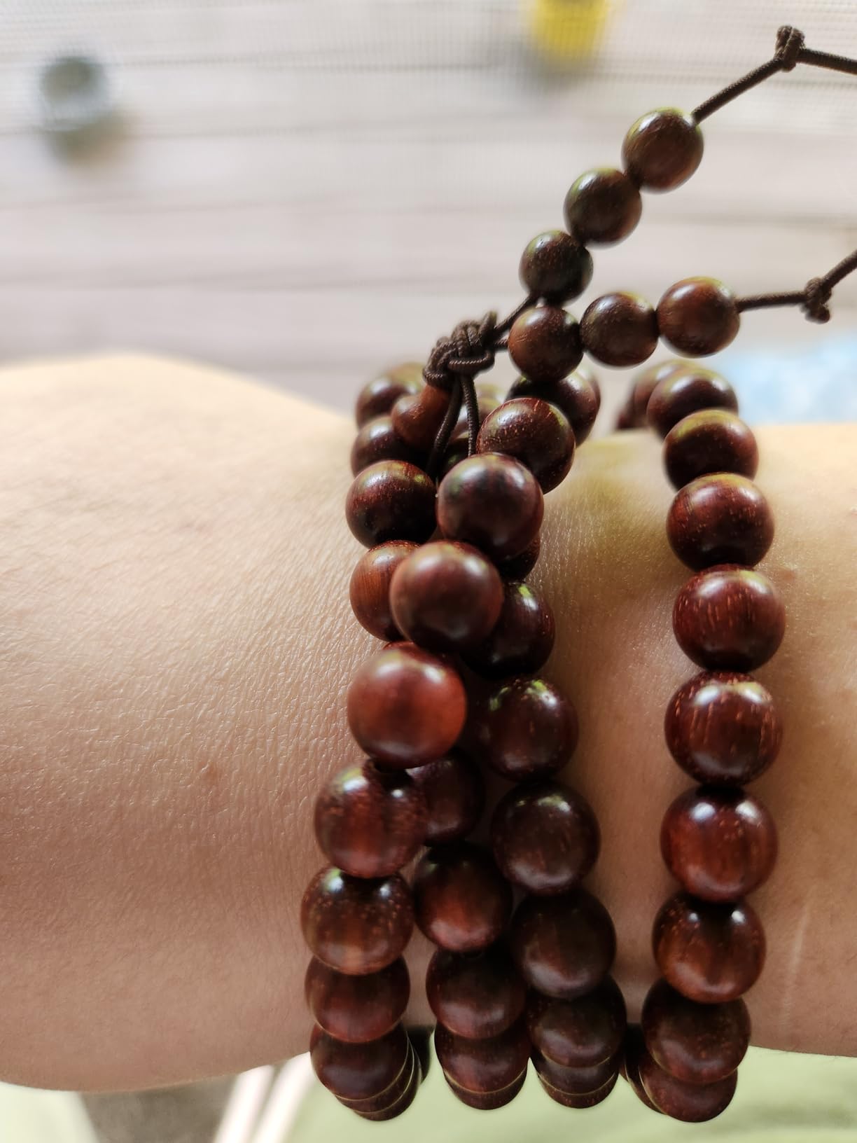 Mala Beads Bracelet 108 8mm Prayer Meditation Sandalwood Elastic customer photo 1