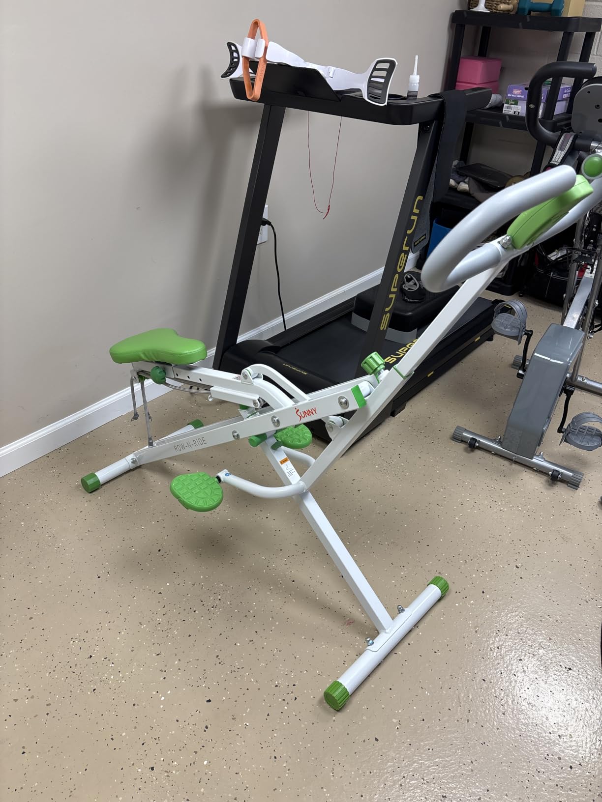 Sunny Health & Fitness Smart Row-N-Ride Glute & Leg Trainer, Foldable Squat Assist Rower with Exclusive SunnyFit App Connection customer photo 1