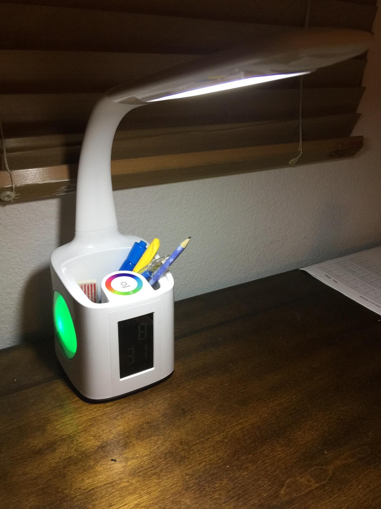 7-in-1 Study Desk Lamp with USB Charging, Screen, Calendar, Color Night Light, Kids LED Table Lamp with Pen Holder, Clock, Reading Light, 10W customer photo 2
