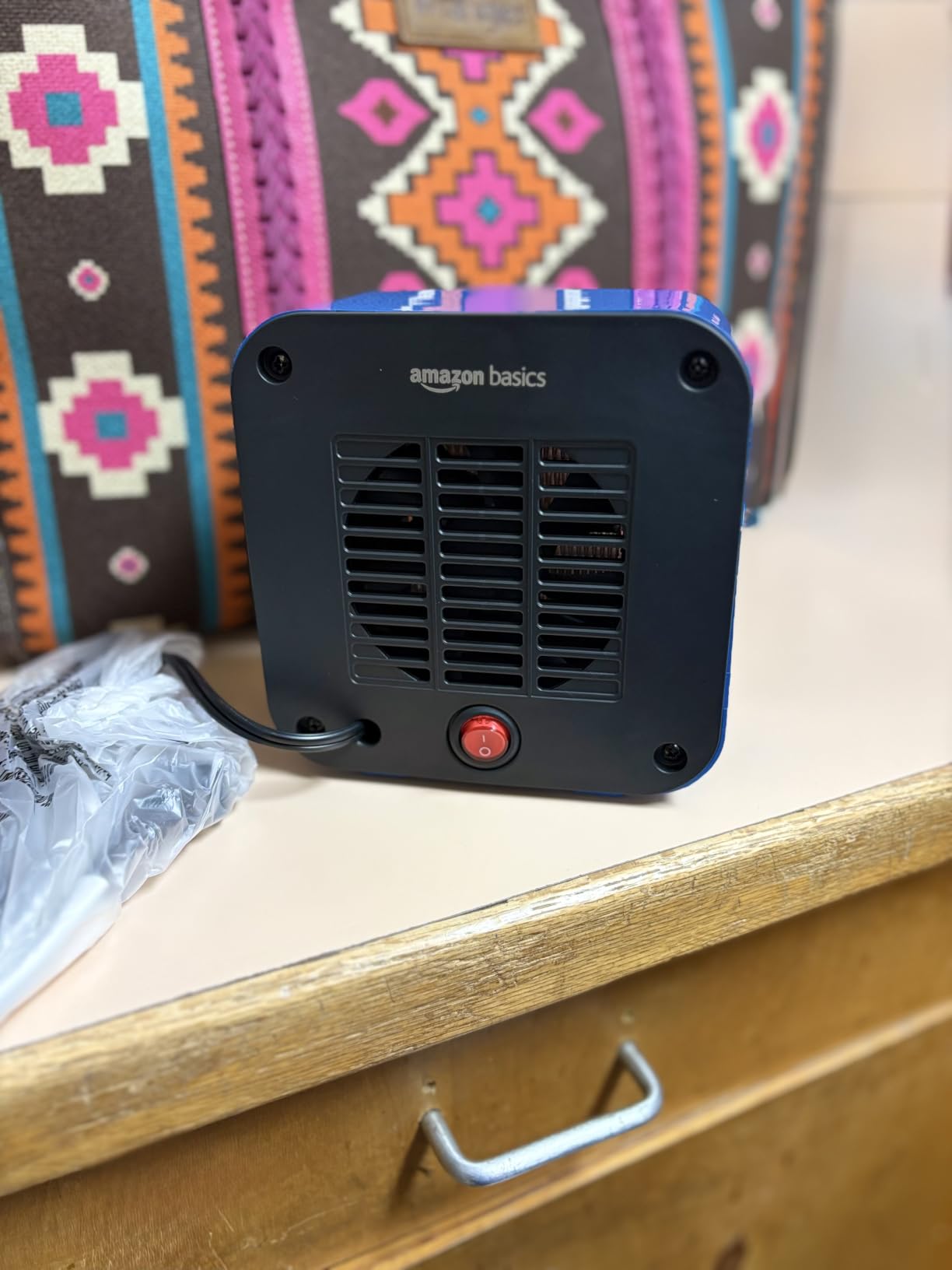 Amazon Basics Ceramic Space Heater, Portable Mini Heater for Office Desk, Indoor Use, 500W, With Tip-Over Protection, Lightweight 1.4 lbs, Pink, 5.9 x 3.2 x 6 inches customer photo 2