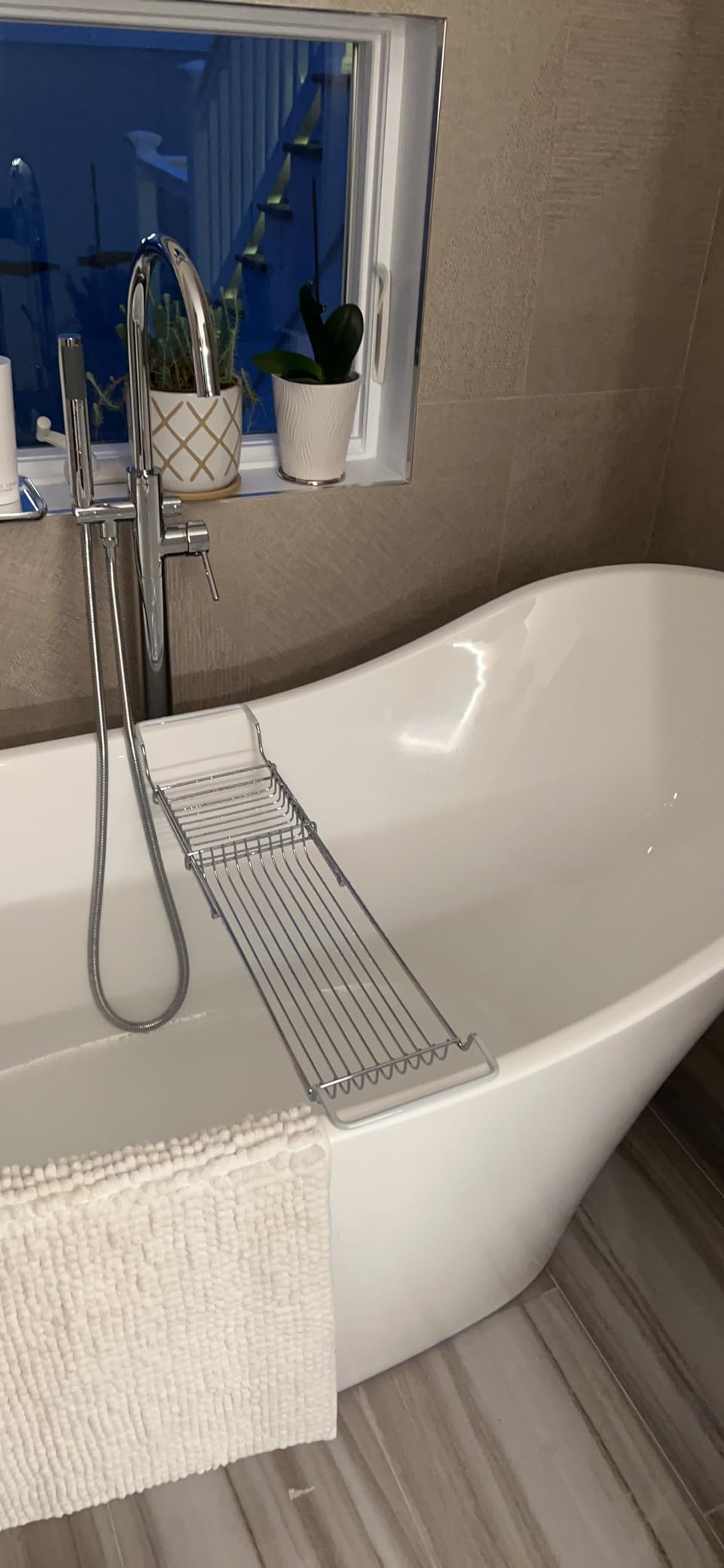 Home Intuition Stainless Steel Expandable Shower Bathtub Tray Over the Clawfoot Tub Bath Caddy customer photo 2