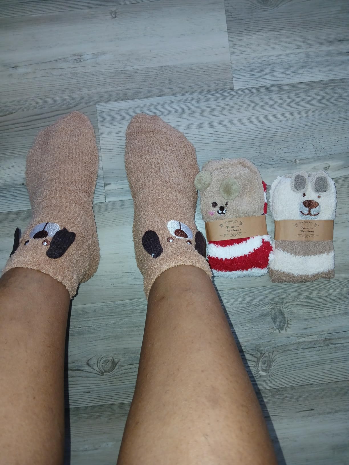 Loritta Fuzzy Socks for Women, Winter Warm Cute Animal Fluffy Socks | 3 Pairs, Soft Plush, Cozy Slipper Socks, Home Sleeping, Stretchy Cuff, Lovely Pattern, Christmas Stocking Stuffers Gifts customer photo 2