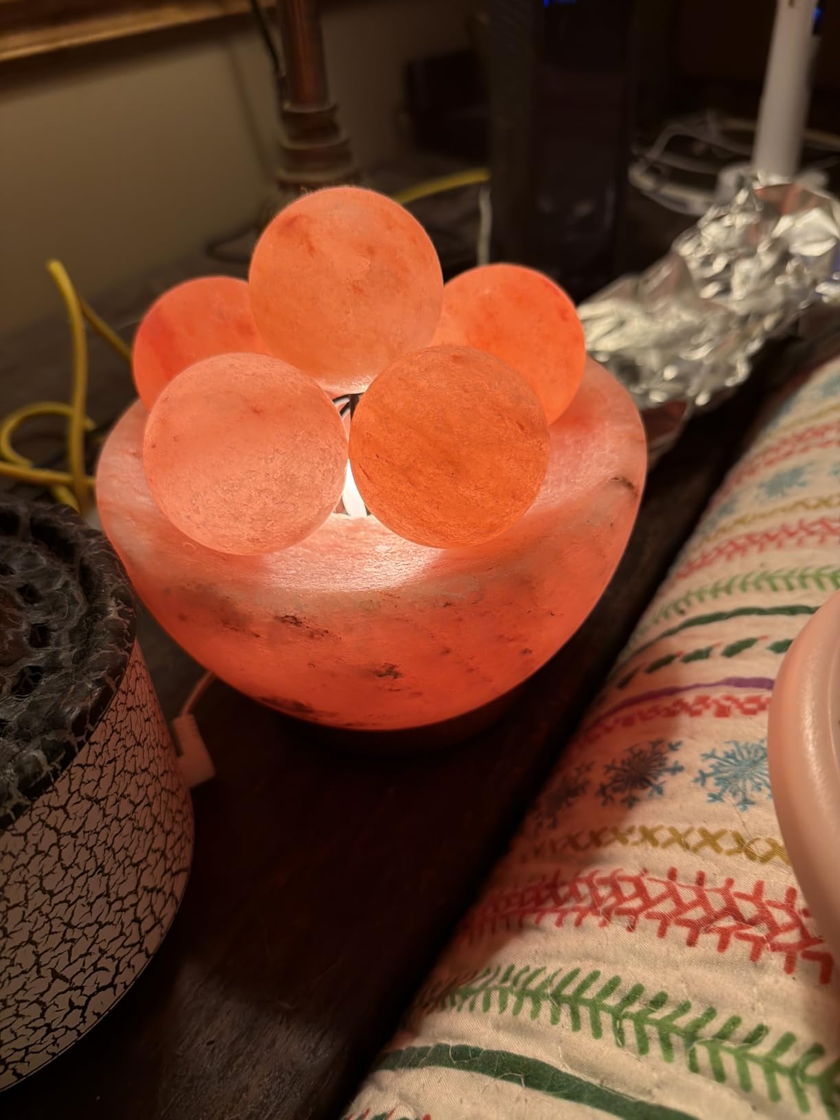 Himalayan Fire Bowl Salt Lamp with 6 Massage Balls Premium Quality Authentic from Pakistan customer photo 1