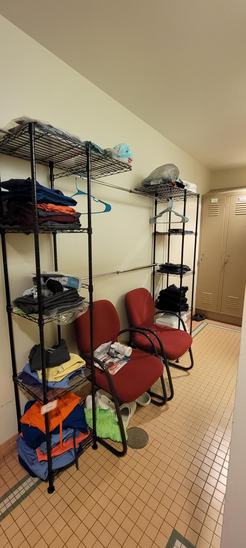Amazon Basics Expandable Metal Hanging Closet Organizer System with Storage Shelves, Adjustable, Easy to Assemble, 57-80