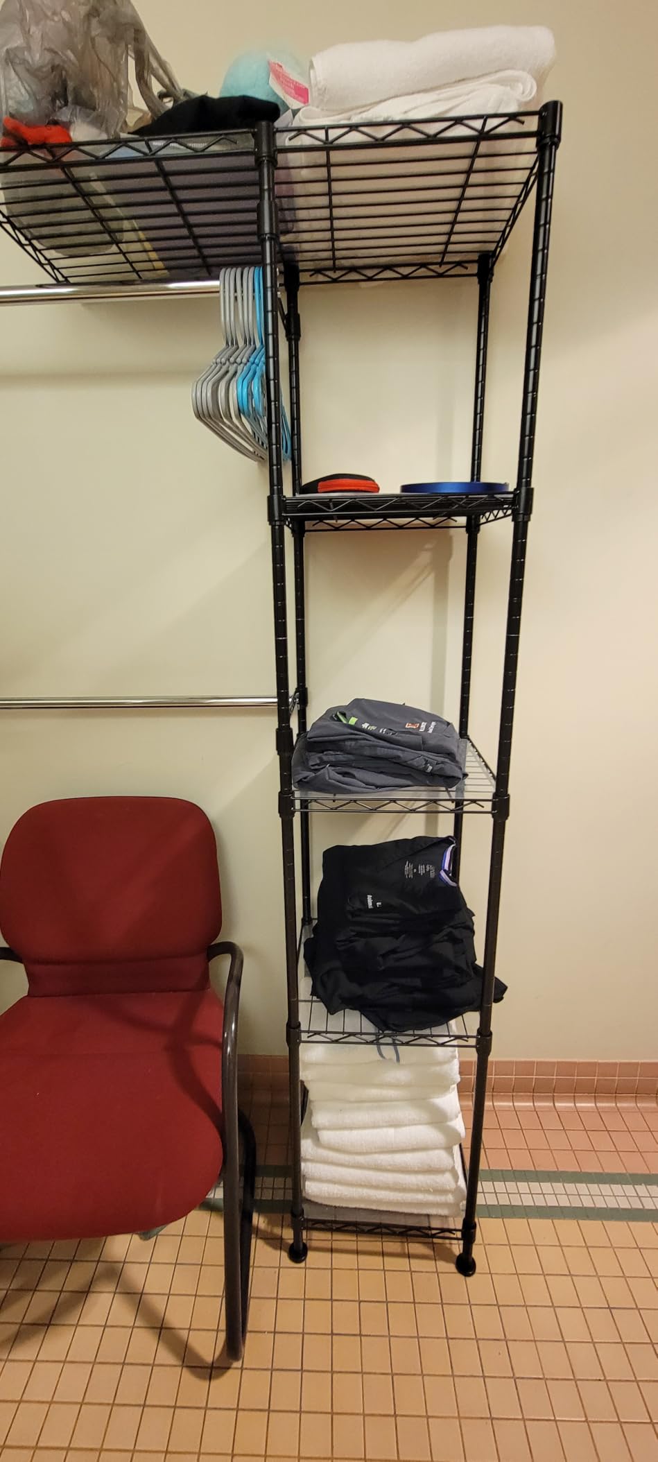 Amazon Basics Expandable Metal Hanging Closet Organizer System with Storage Shelves, Adjustable, Easy to Assemble, 57-80