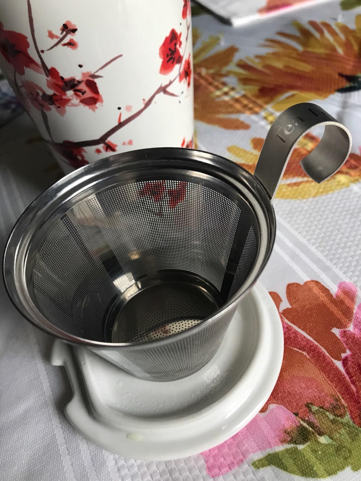 Tea Forte Double-Walled Ceramic Kati Cup, Hanami, 12 oz | Insulated Ceramic - Stainless Steel Loose Leaf Infuser - Keeps Tea Hot Longer - Lid Included customer photo 1