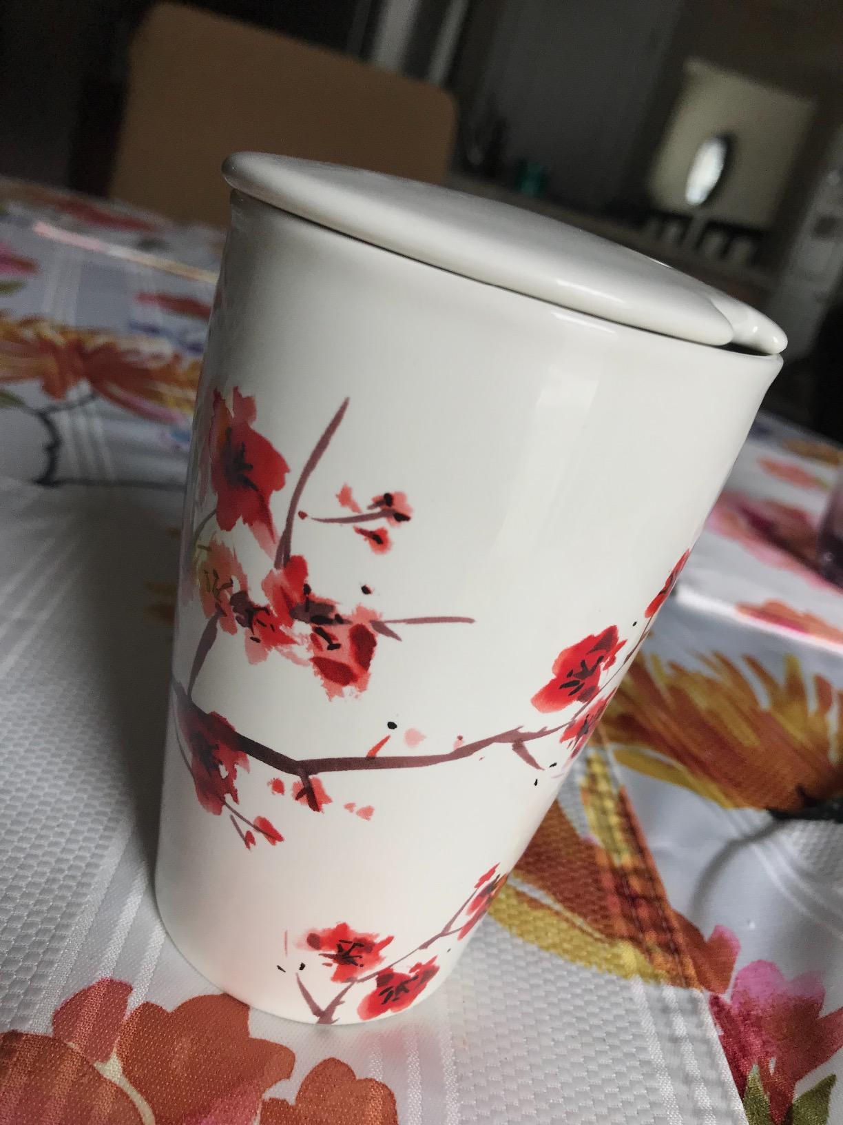 Tea Forte Double-Walled Ceramic Kati Cup, Hanami, 12 oz | Insulated Ceramic - Stainless Steel Loose Leaf Infuser - Keeps Tea Hot Longer - Lid Included customer photo 2