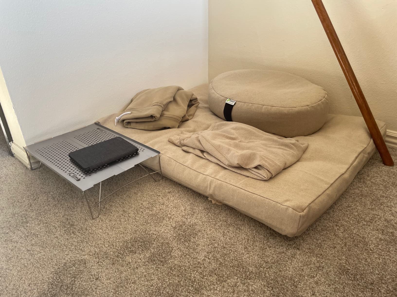 Meditation Cushion Mat Set HEMP - Round Zafu Floor Pillow Organic Buckwheat Pillow + Cotton Filled Zabuton Prayer Pad - Meditation Pillow Yoga Knee Pad - Made in USA - 14