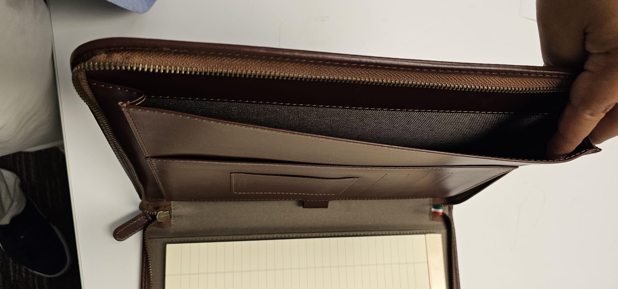 Premium Maruse Leather Portfolio Padfolio - Executive Folio for Men and Women with Zipper, Folio Document Organizer, Laptop Sleeve, iPad Case and Folder - Made in Italy, Honey customer photo 2