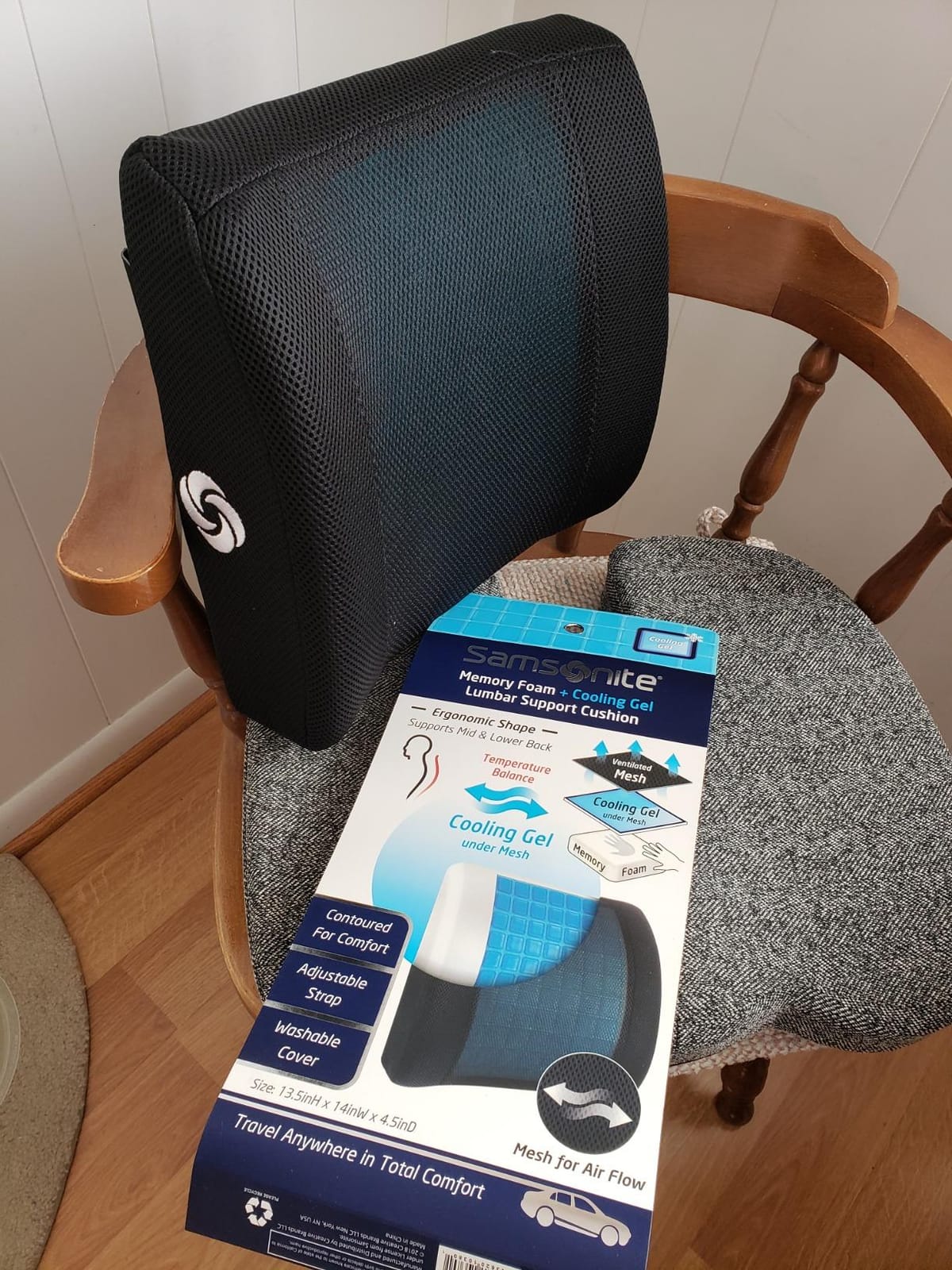 Samsonite Cooling Memory Foam Lumbar Support Pillow for Office Chair, Gaming Chair & Car Seat Automotive Ergonomic Back Cushion, Home Office Essentials, Sitting Comfort and Posture Relief Back Support customer photo 2