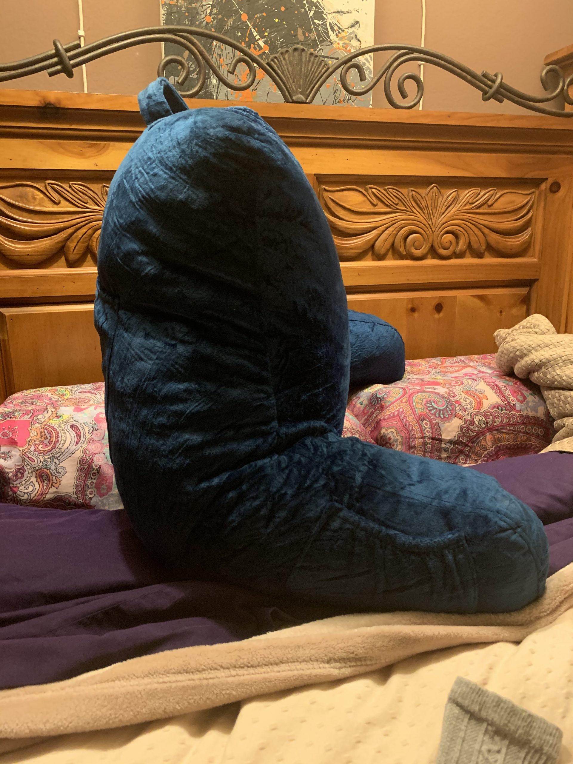 Reading Pillow for Bed Adult Size, Back Rest Pillow with Arms, Pockets and Washable Cover; Use as a Back Pillow for Bed Sitting Up for Bedrest or Relief from GERD Heartburn (Large Grey) customer photo 2