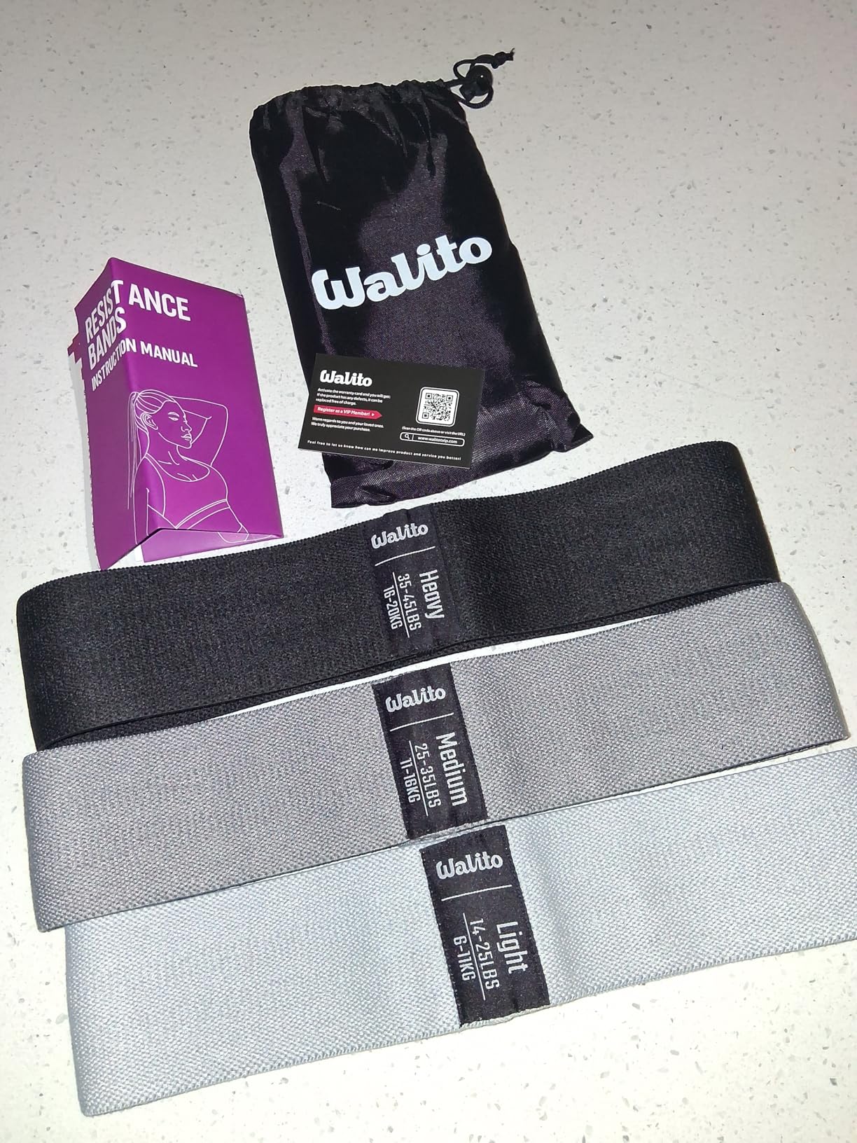 WALITO Resistance Bands for Working Out, Fabric Exercise Bands for Legs and Butt, Workout Bands for Women and Men, Booty Band for Yoga Starter Set, Pilates, Rehab, Fitness and Home Workout customer photo 2