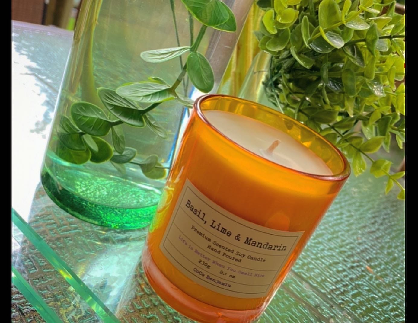 (Basil, Lime & Mandarin) 100% Natural Soy Wax Candle by CoCo Benjamin - Highly Scented & Hand-Poured Luxury Candle - Clean Burning Cotton Wick customer photo 2