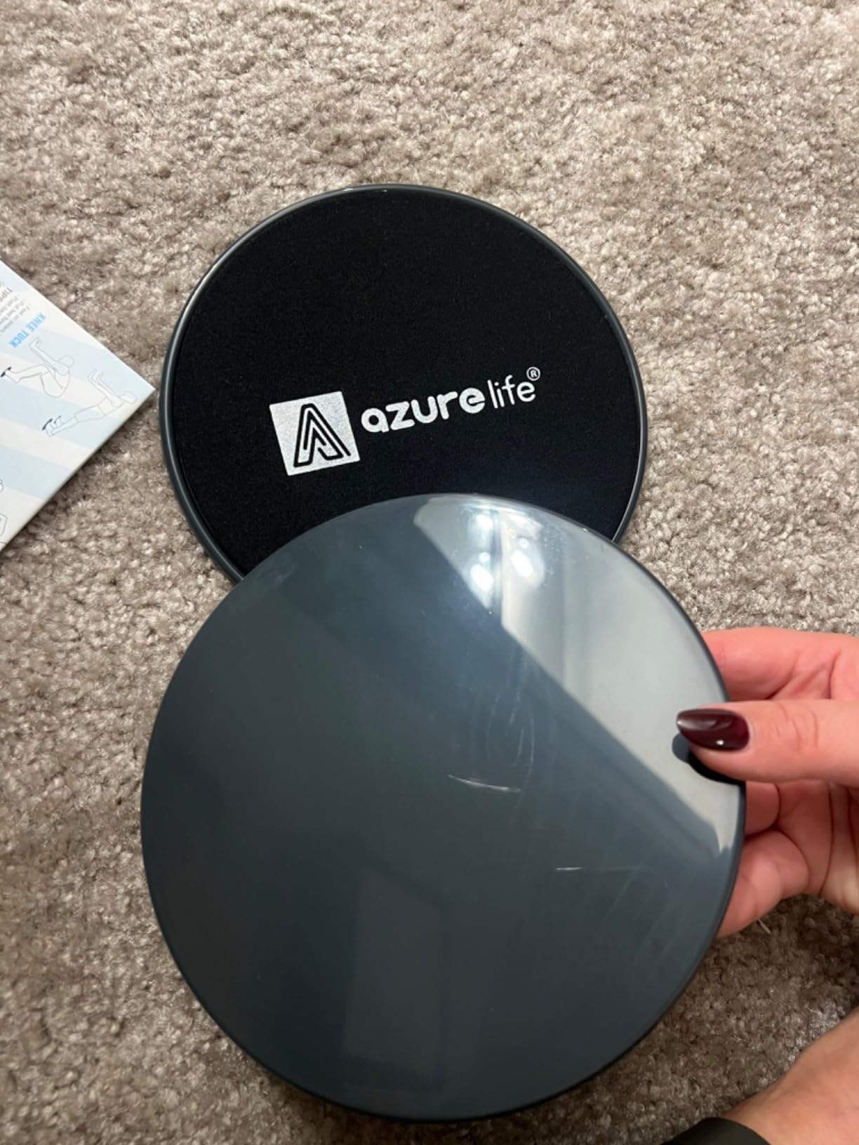 A AZURELIFE Exercise Core Sliders, Dual Sided Exercise Gliding Discs Use on Carpet or Hardwood Floors, Light and Portable, Perfect for Abdominal&Core Workouts customer photo 2