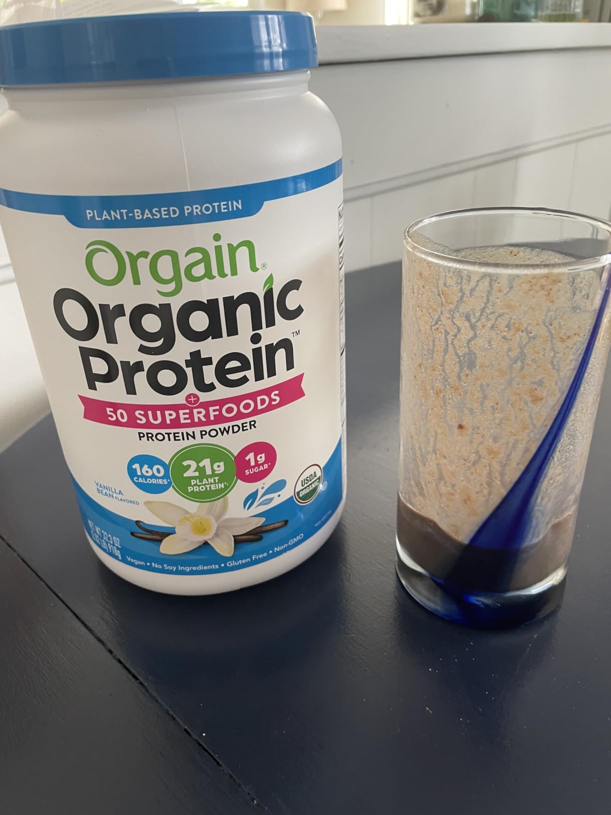Orgain Organic Vegan 21g Protein + Superfoods Powder, Vanilla Bean, 2.02lb | Plant based protein, 50 superfoods, 8g prebiotic fiber, gluten free, no added sugar, non-GMO, no lactose ingredients customer photo 1