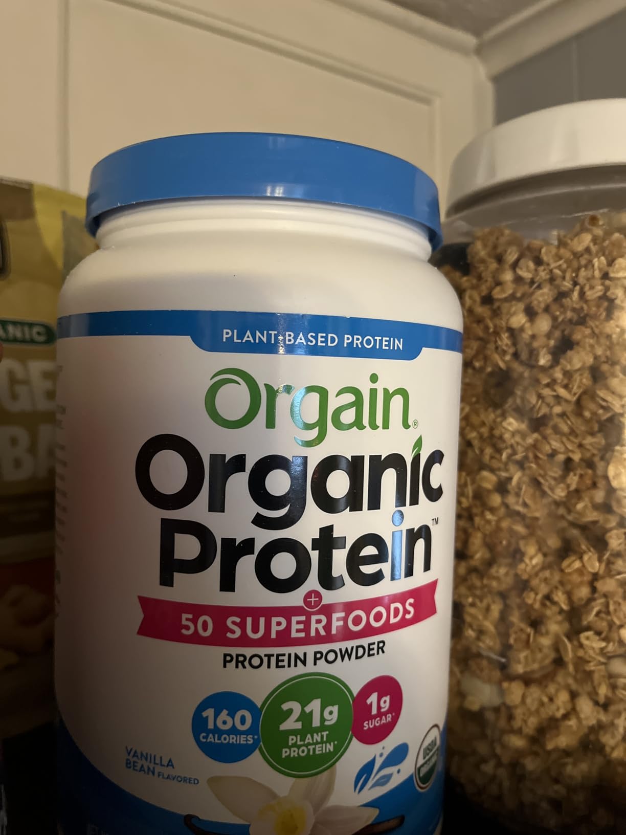 Orgain Organic Vegan 21g Protein + Superfoods Powder, Vanilla Bean, 2.02lb | Plant based protein, 50 superfoods, 8g prebiotic fiber, gluten free, no added sugar, non-GMO, no lactose ingredients customer photo 2