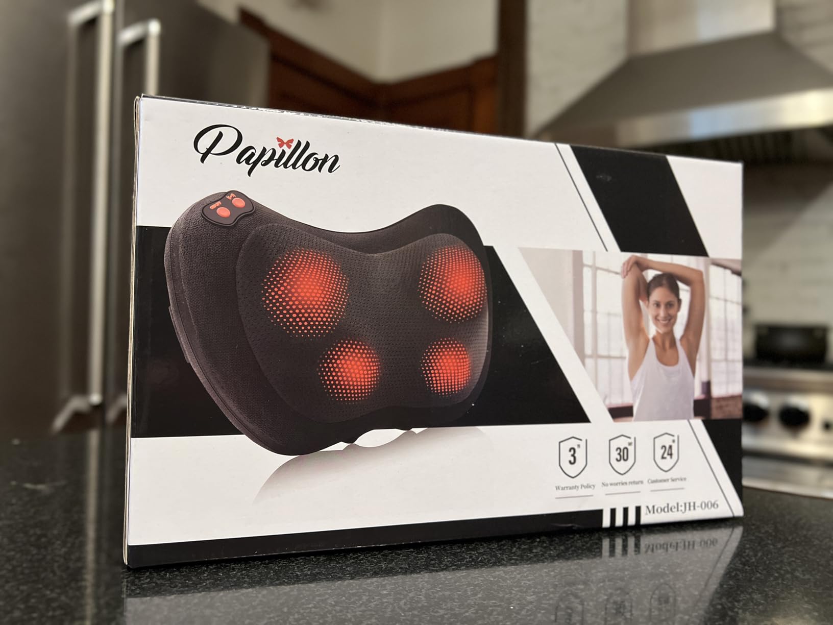 Papillon Back Massager with Heat, Shiatsu Deep Tissue Massage for Neck, Shoulder, Upper & Lower Back Pain Relief, Electric Kneading 3D Massager Pillow customer photo 1
