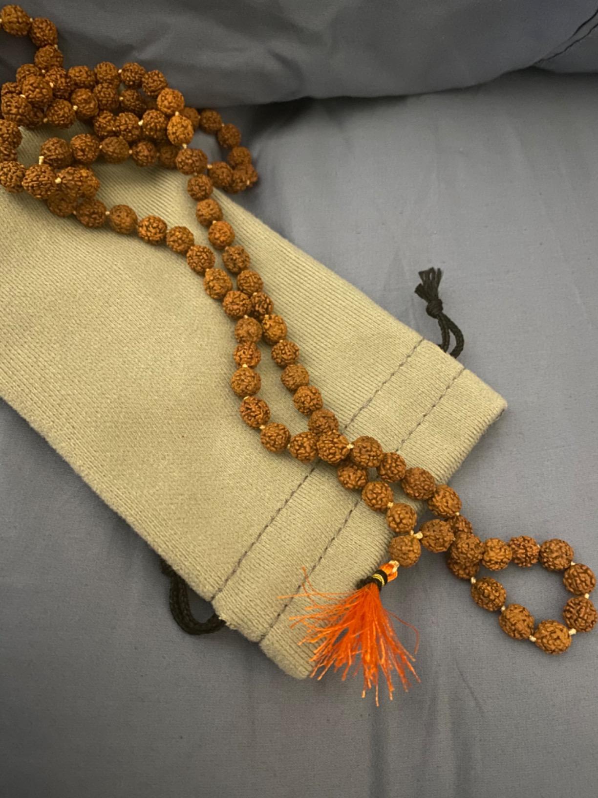 Certified Rudraksha Mala 5face(Panchmukhi) Authentic Genuine Rudraksha Beads Ornament Rosary Japa Mala Beads Necklace Puja | Prayer Beads | Meditation Beads customer photo 1