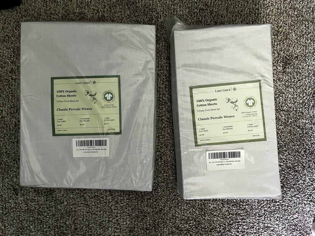 LANE LINEN Queen Sheets 100% Organic Cotton 4pc Percale Cooling - White | Queen Sheet Set, GOTS Certified Organic Cotton Percale - Crisp, Cool & Breathable, For Hot Sleepers, All-Season Comfort customer photo 2