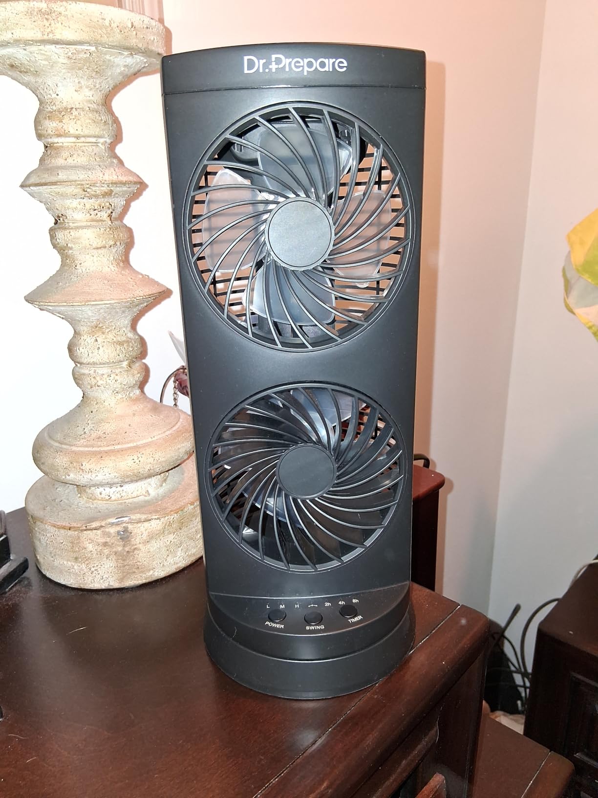 Dr. Prepare Tower Fan Oscillating Fan, Portable Desk Fan with 3-Speed Options, Dual Air Circulation, 110° Oscillation, 3 Timers, Personal Quiet Table Fan for Home Office Desktop Bedroom, 13 inch customer photo 1