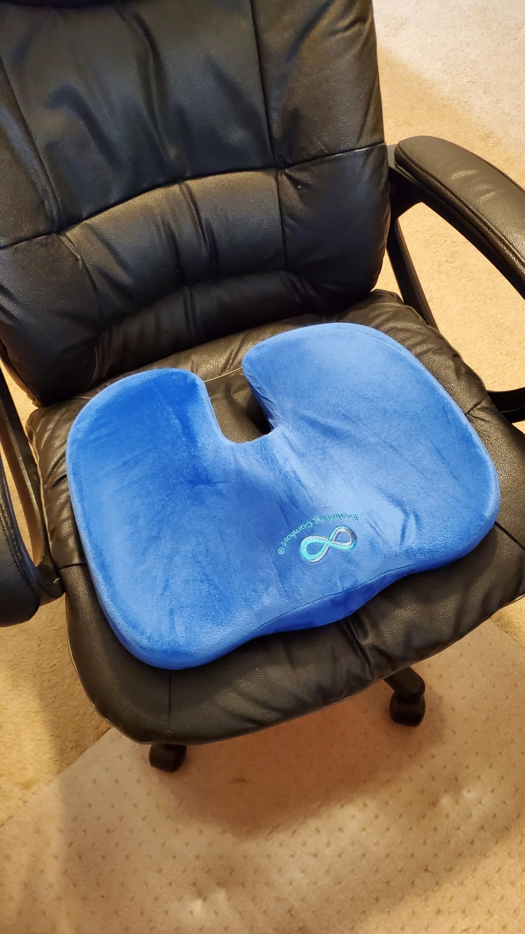 Everlasting Comfort Doctor Recommended Memory Foam Seat Cushion for Office Chairs & Car - Ergonomic Office Desk Accessories - Cushions for Tailbone Pain Relief, Sciatica customer photo 1