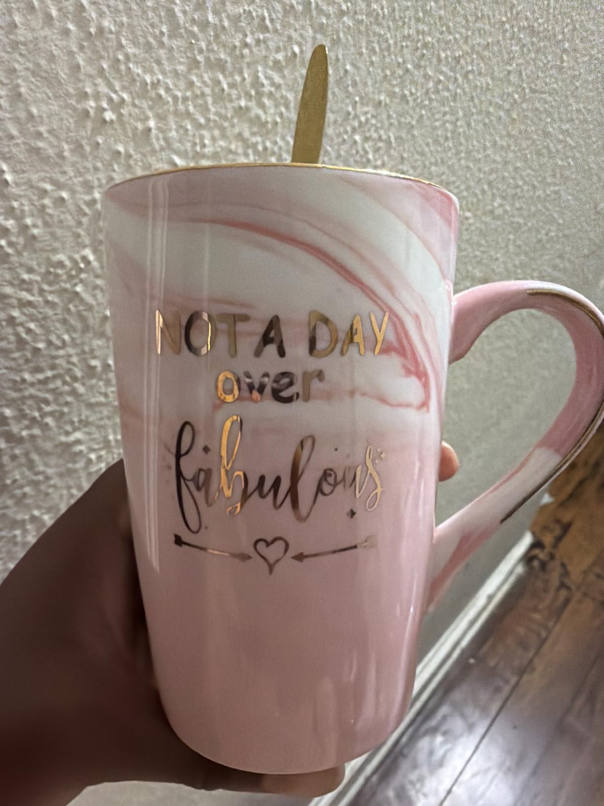 Jumway Not A Day Over Fabulous Mug Gifts Set- Birthday Gifts for Women - Funny Birthday Gift Ideas for Her, Friends, Coworkers, Wife, Mom, Daughter, Sister, Aunt Ceramic Marble Mug 14 Oz customer photo 2