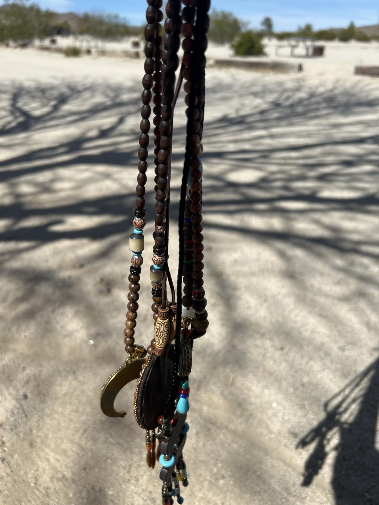 Bohemian Beaded Necklace for Women Long Boho Pendant Wood Mala Beads Wooden Strand Tassel Stone Bohemian Necklaces for Women Jewelry customer photo 1
