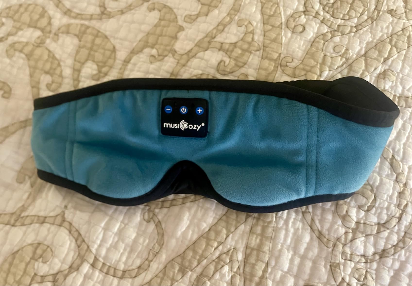 MUSICOZY Bluetooth 5.4 Sleep Headphones Sleeping Eye Mask Earbuds Headband, HD Stereo Sound, Blackout Washable Design customer photo 2