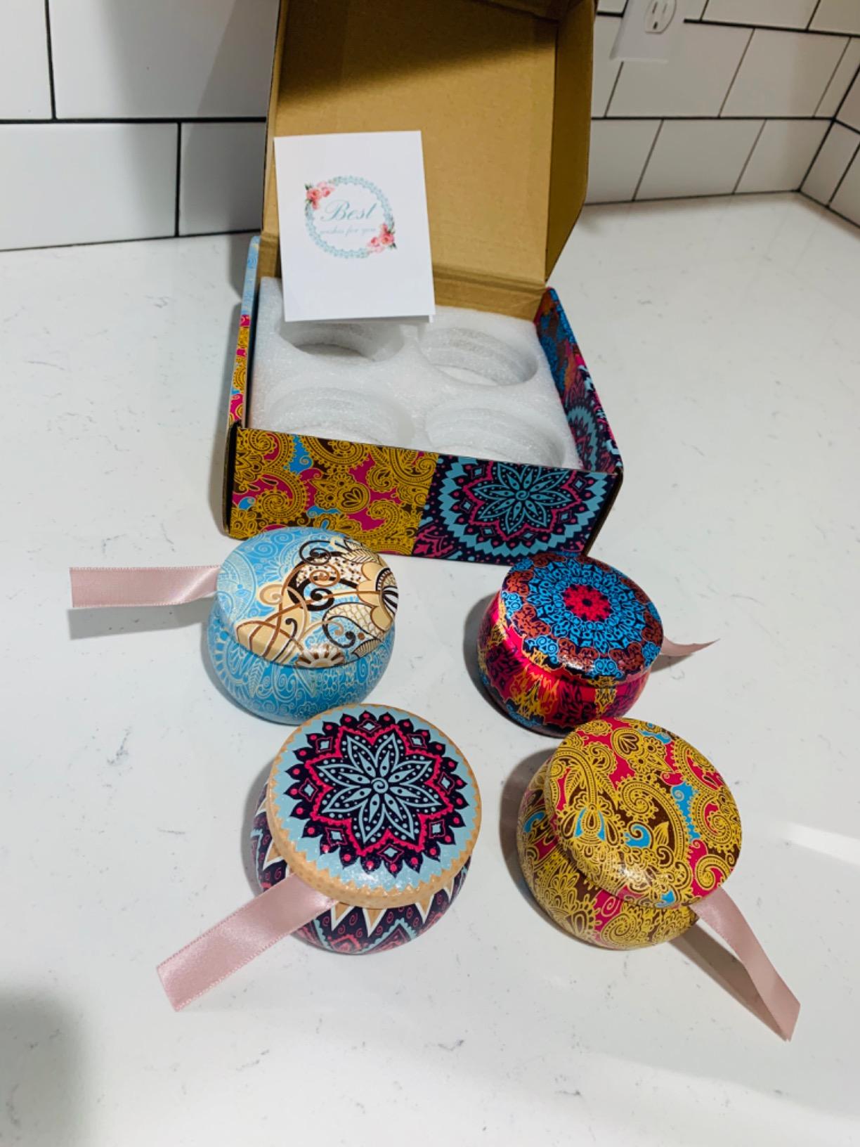 Scented Candles Gift Set for Women, 4 Pack Soy Wax Candles in Classic Bohemian Tins, Aromatherapy Candle Set, Birthday Gifts for Mom, Thank You Gifts customer photo 1