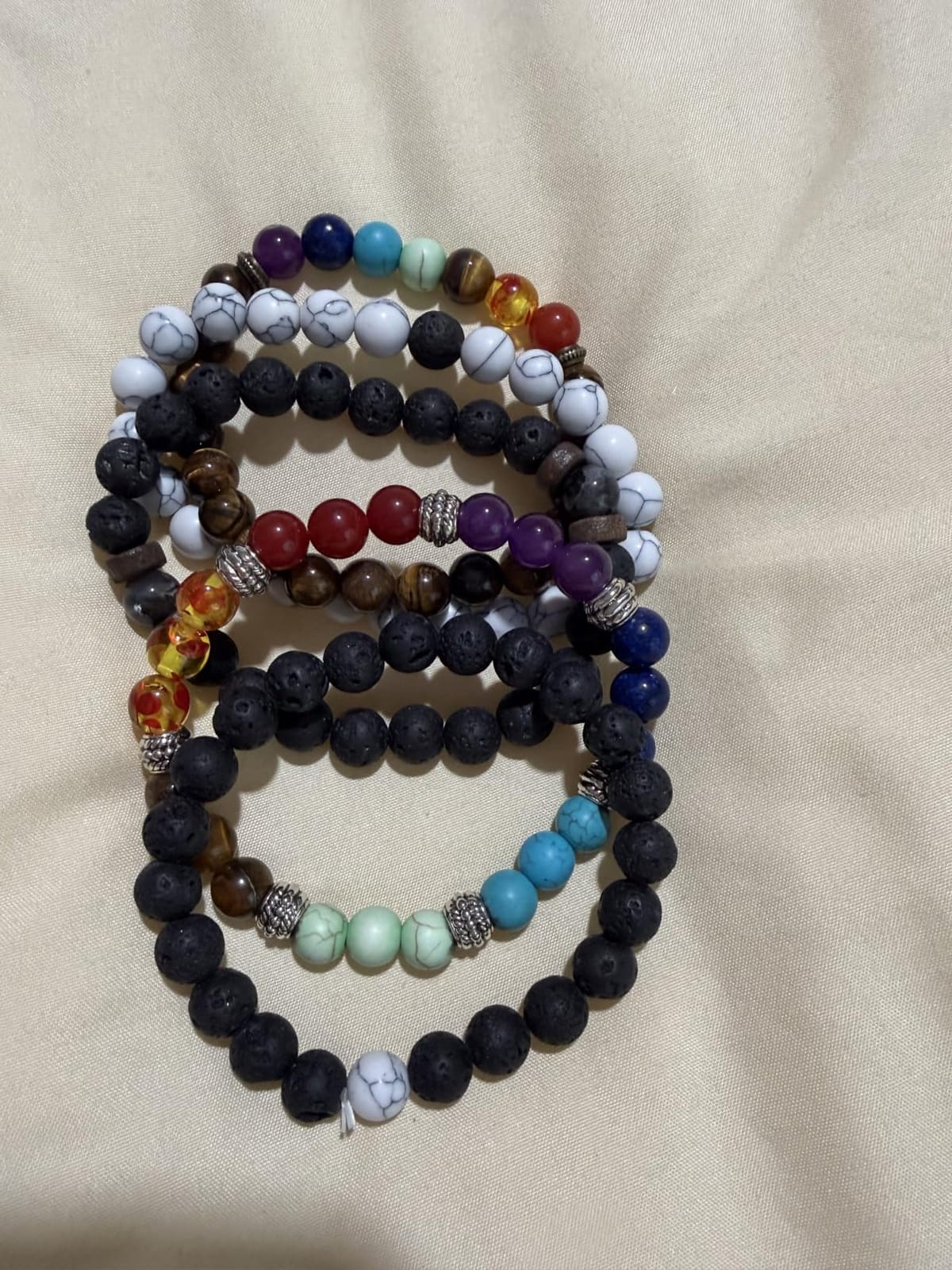 Black Lava Stone 7 Chakra Bracelets 6pcs mix 8mm Yinyang Rock Bead Elastic Natural Stones Gemstones Oil Diffuser Yoga Meditation Beads Bracelets for Men Women Jewelry customer photo 2