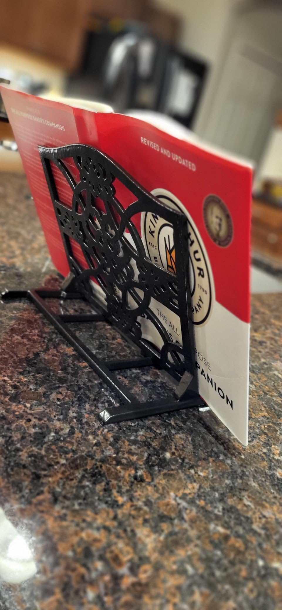 JOGREFUL Cookbook Stand, Cast Iron Heavy-Duty Recipe Book Holder, Kitchen Vintage Recipe Book Holder, Reading Rest Holder for Easel/Counter/Books/Magazine/iPad/Bible, Classic Coffee Gold customer photo 2