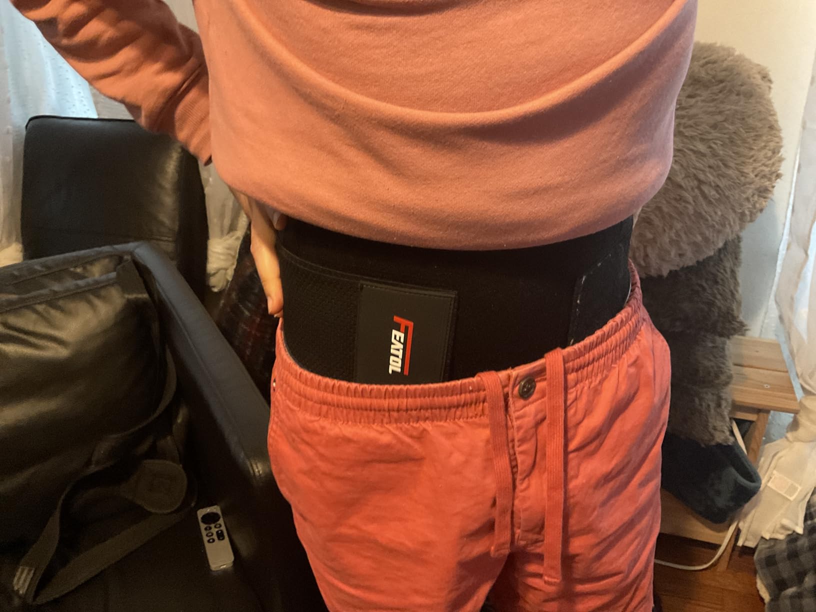 FEATOL Back Brace Support Belt-Lumbar Support Back Brace for Back Pain, Sciatica, Scoliosis, Herniated Disc Adjustable Support Straps-Lower Back Brace with Removable Lumbar Pad for Men & Women customer photo 1