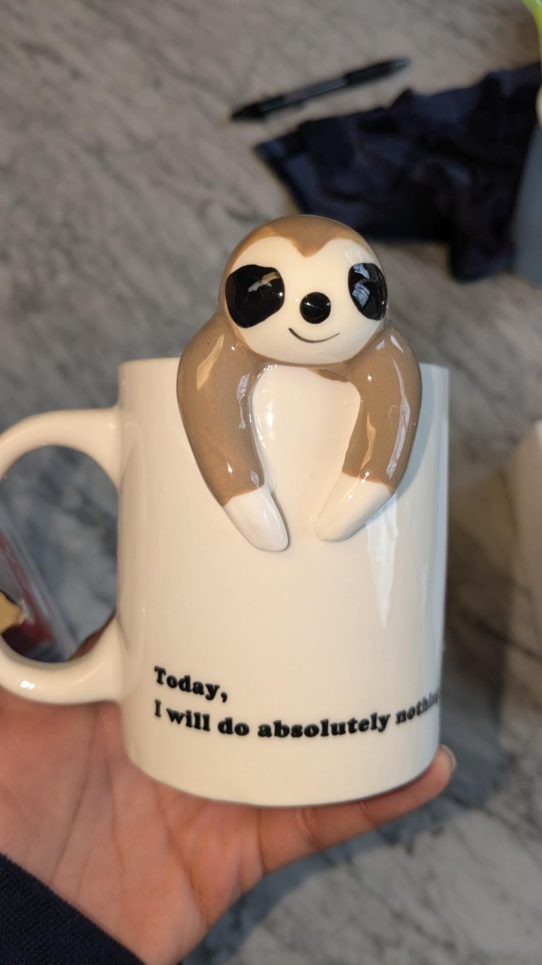 Decodyne Funny Sloth Coffee Mug - Cute Sloth Gifts For Coworkers Women & Men - White Elephant Gifts for Adults, Funny Office Present customer photo 2