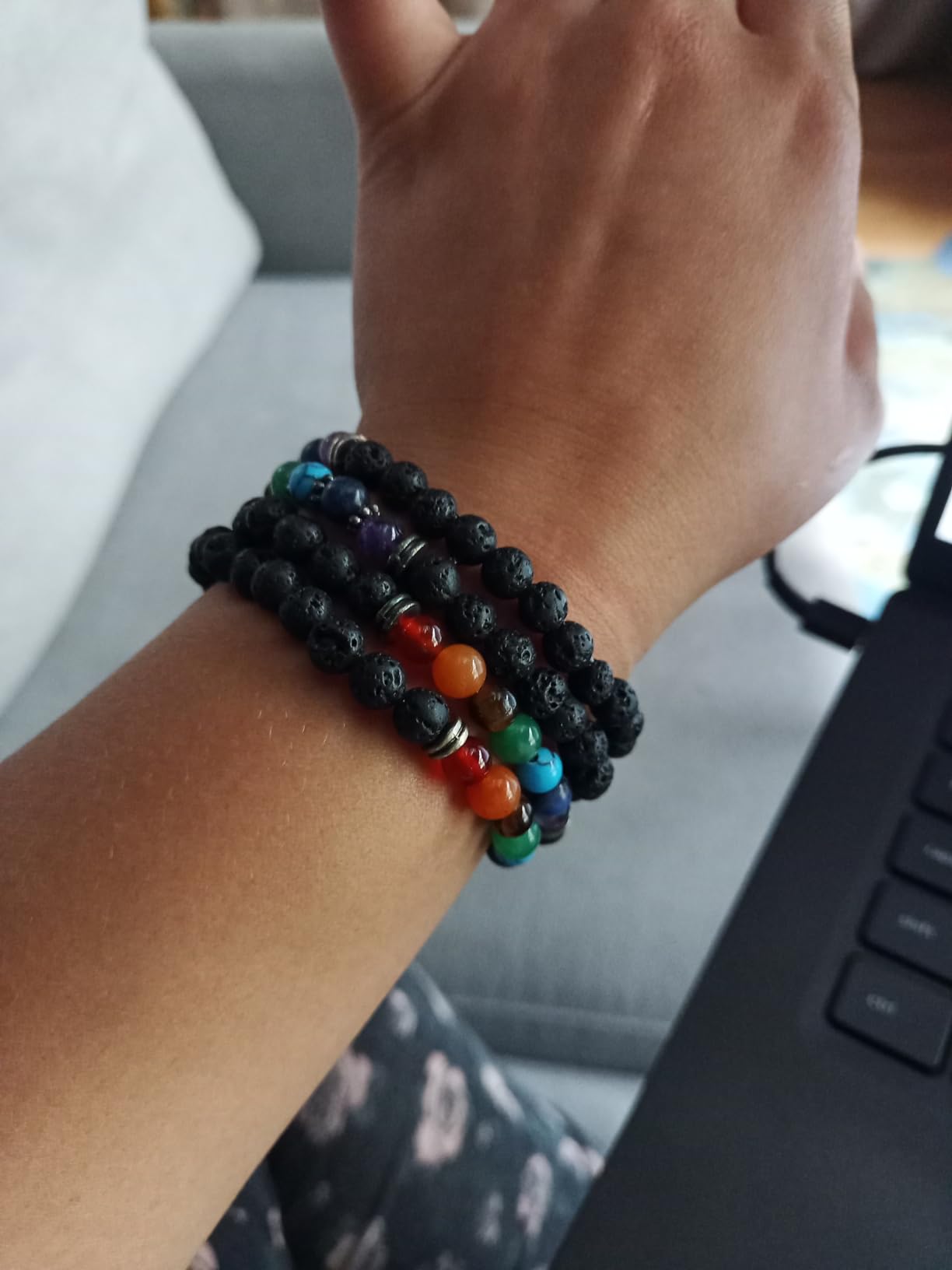 6mm Mala Beads 108/Lava Rock 7 Chakra Tree of Life/Hamsa/OM/Lotus/Elephant Charm Healing Crystal Bracelet Necklace customer photo 1