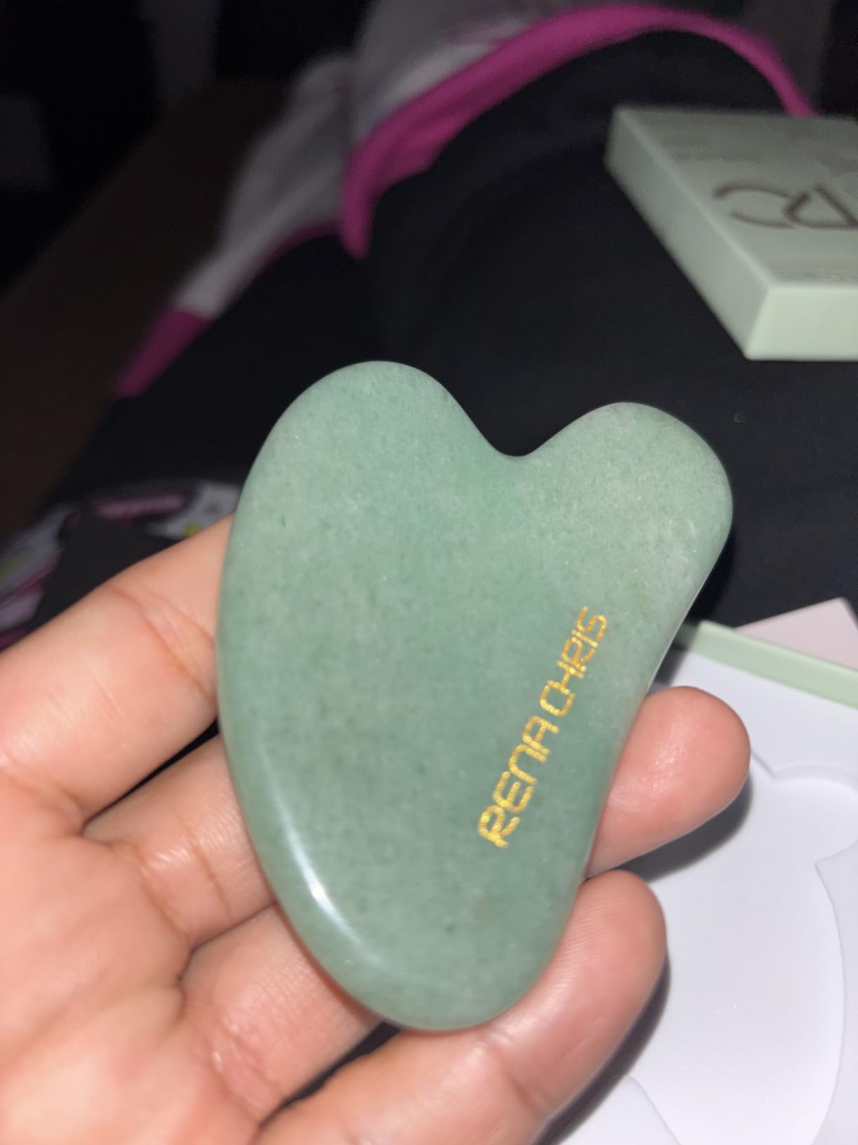 Rena Chris Jade Stone Gua Sha Facial Tool - Green customer photo 1